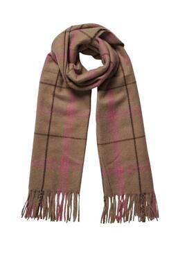 Sciarpa Pieces Lesia a quadri color tostato per donna.