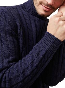Maglia con collo a dolcevita blu Altonadock per uomo