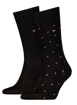 Pacco da 2 calze Tommy Hilfiger a pois nere per uomo.