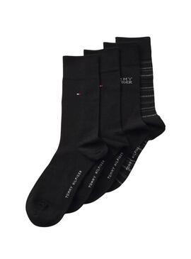 Scatola regalo 4 calze Tommy Hilfiger nere da uomo