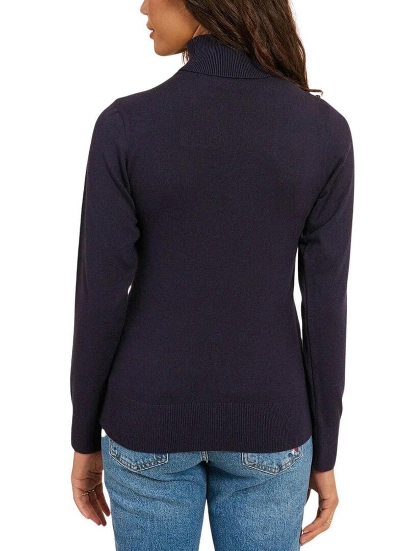 Maglia Naf Naf Mina a collo alto blu navy per donna