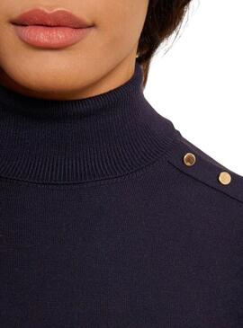 Maglia Naf Naf Mina a collo alto blu navy per donna