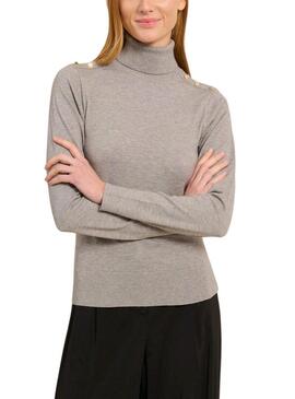 Maglia Naf Naf Mina grigia a collo alto per donna