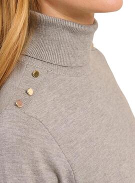 Maglia Naf Naf Mina grigia a collo alto per donna