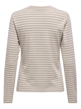 Maglietta Only Lyon beige e bianca per donna