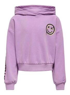 Felpa Only Smile viola chiaro per bambina