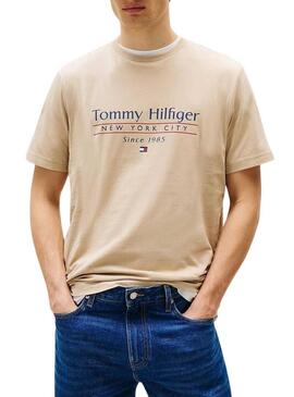 Maglietta Tommy Hilfiger Stack beige per uomo