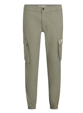 Pantaloni Calvin Klein Cargo verdi per uomo