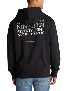 Felpa Calvin Klein Type nera per uomo