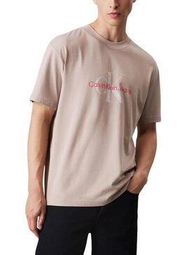 Maglietta Calvin Klein Testurizzata beige per uomo