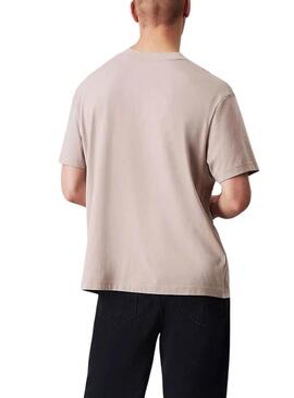 Maglietta Calvin Klein Testurizzata beige per uomo
