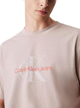 Maglietta Calvin Klein Testurizzata beige per uomo