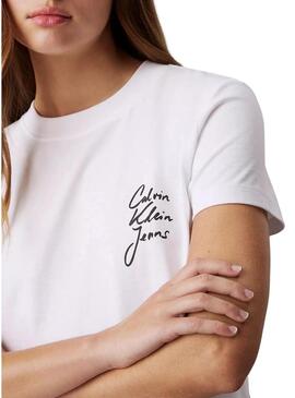 Maglietta Calvin Klein Jeans Script bianca per donna