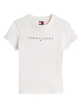 Maglietta Tommy Jeans Slim Linear beige per donna.