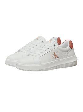 Scarpe Calvin Klein Jeans Chunky Cupsole bianche e rosa per donna