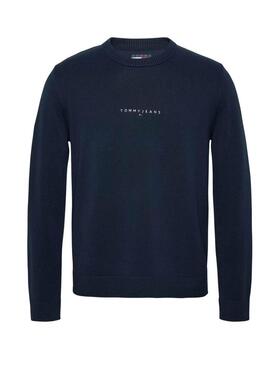 Maglia Tommy Jeans Linear blu marino per uomo