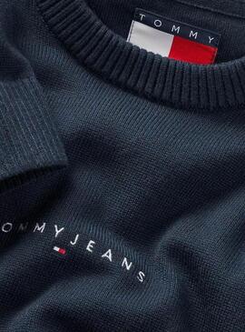 Maglia Tommy Jeans Linear blu marino per uomo