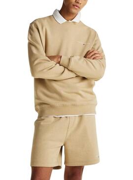 Felpa Tommy Jeans Linear beige per uomo
