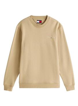 Felpa Tommy Jeans Linear beige per uomo