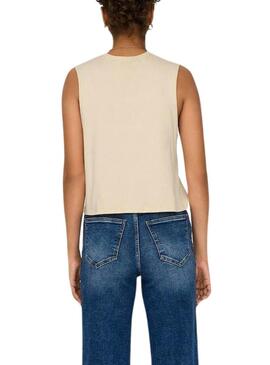 Maglietta Only Lucy Knot Eagle Beige per Donna.