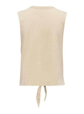 Maglietta Only Lucy Knot Eagle Beige per Donna.
