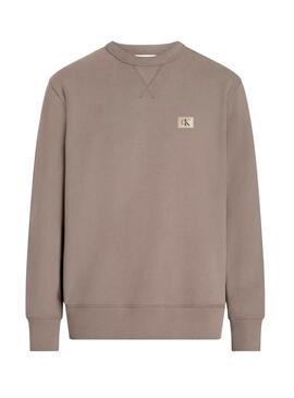 Felpa Calvin Klein Label marrone per uomo