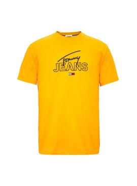 T-Shirt Tommy Jeans Script Giallo Uomo