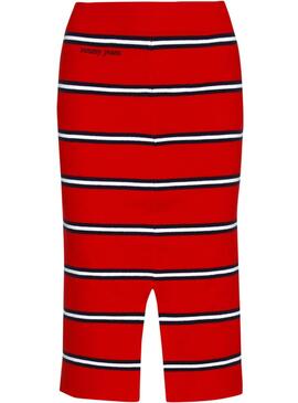 Gonna Tommy Jeans Knitted Stripe Rosso Donna