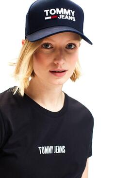 Cappellino Tommy Logo Jeans Blu Marino Donna
