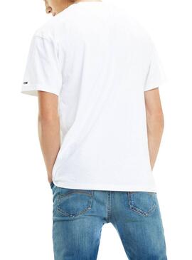 T-Shirt Tommy Jeans Logo Print Bianco Uomo