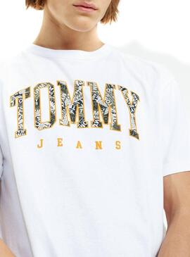 T-Shirt Tommy Jeans Logo Print Bianco Uomo