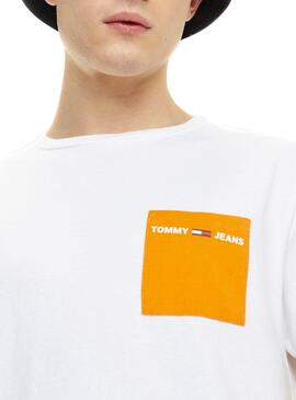 T-Shirt Tommy Jeans Contrast Pocket Bianco Uomo