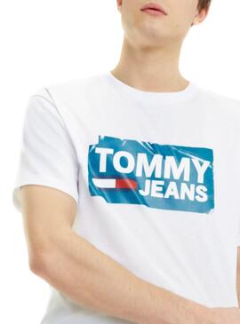 T-Shirt Tommy Jeans Scratched Bianco Uomo