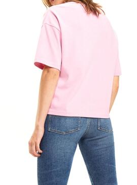T-Shirt Tommy Jeans Badge Rosa Donna