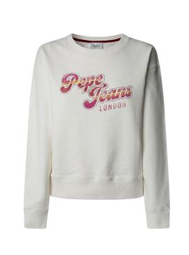 Felpa Pepe Jeans rosa bianca per donna