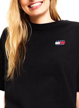 T-Shirt Tommy Jeans Badge Nero Donna