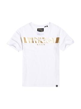 T-Shirt Superdry Brand Foil Bianco Donna