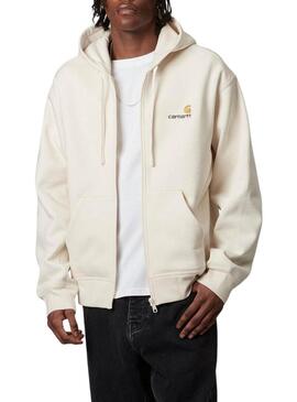 Felpa con zip Carhartt beige per uomo
