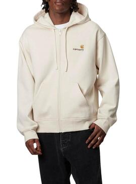 Felpa con zip Carhartt beige per uomo