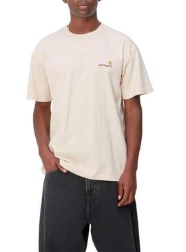 Maglietta Carhartt Script beige per uomo.