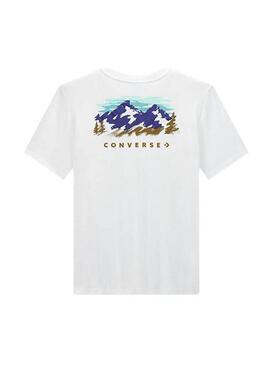 Maglietta Converse Abstract Mountain bianca per uomo