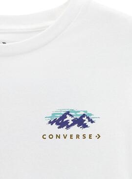 Maglietta Converse Abstract Mountain bianca per uomo