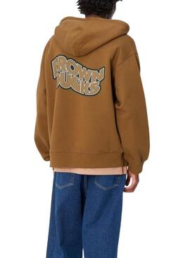 Felpa Carhartt Ducks color cammello con zip per uomo