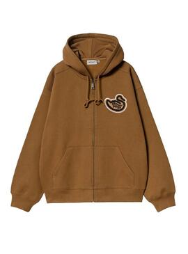 Felpa Carhartt Ducks color cammello con zip per uomo