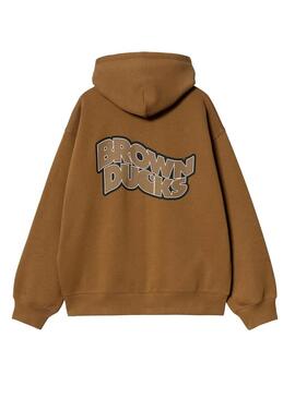 Felpa Carhartt Ducks color cammello con zip per uomo