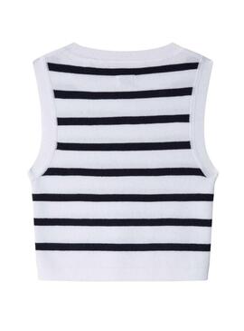 Top Pepe Jeans Iris blu e bianco per bambina.