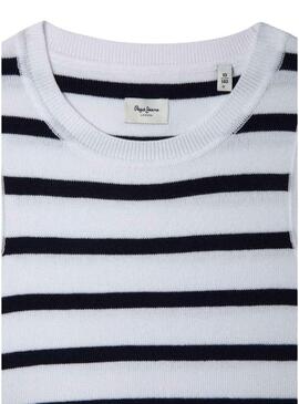 Top Pepe Jeans Iris blu e bianco per bambina.