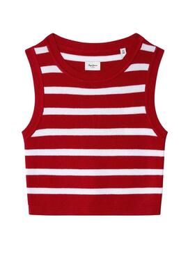 Top Pepe Jeans Iris rosso e bianco per bambina