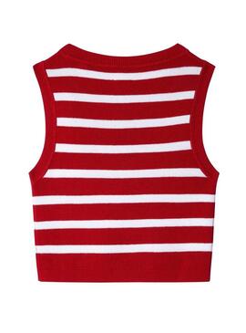 Top Pepe Jeans Iris rosso e bianco per bambina