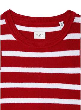 Top Pepe Jeans Iris rosso e bianco per bambina